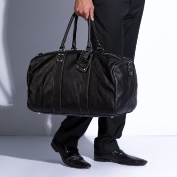 BACCINI Reisetasche TOBY - Weekender groß - Sporttasche echt Leder schwarz - 