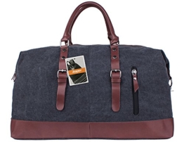 Leaper Weekender Handgepäck Reisetasche Canvas Segeltuch Sporttasche für Reise am Wochenende Urlaub(Schwarz) -